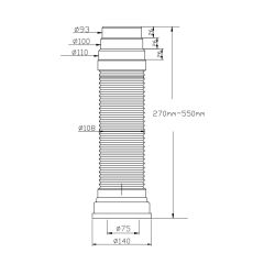 Pipe WC - GARIS - extensible souple